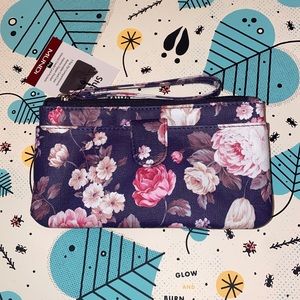 Mundi Floral Wallet/Purse/Wristlet: 3 Top Zipper